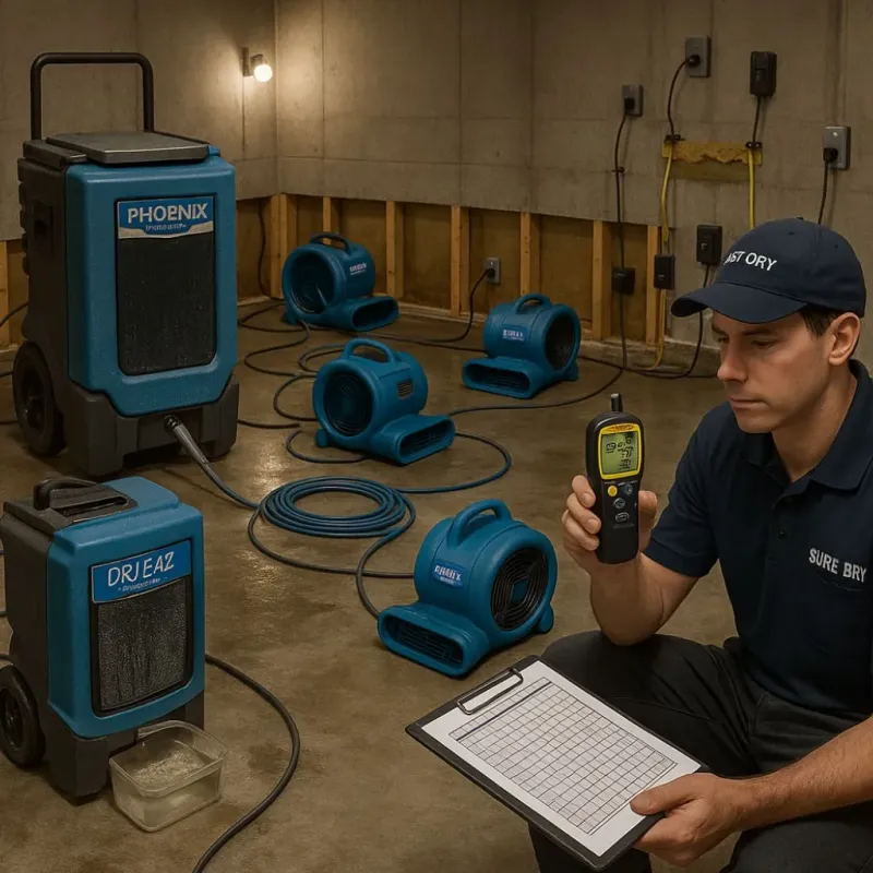 Structural Drying and Dehumidification process in Woodfin, NC